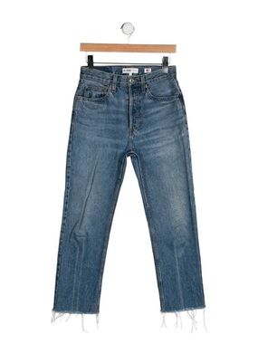 Re/Done Women's High-Rise Straight Jeans in Blue Wash